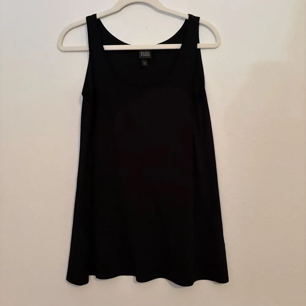 NWOT Eileen Fisher Long Silk Tank Black Size Small